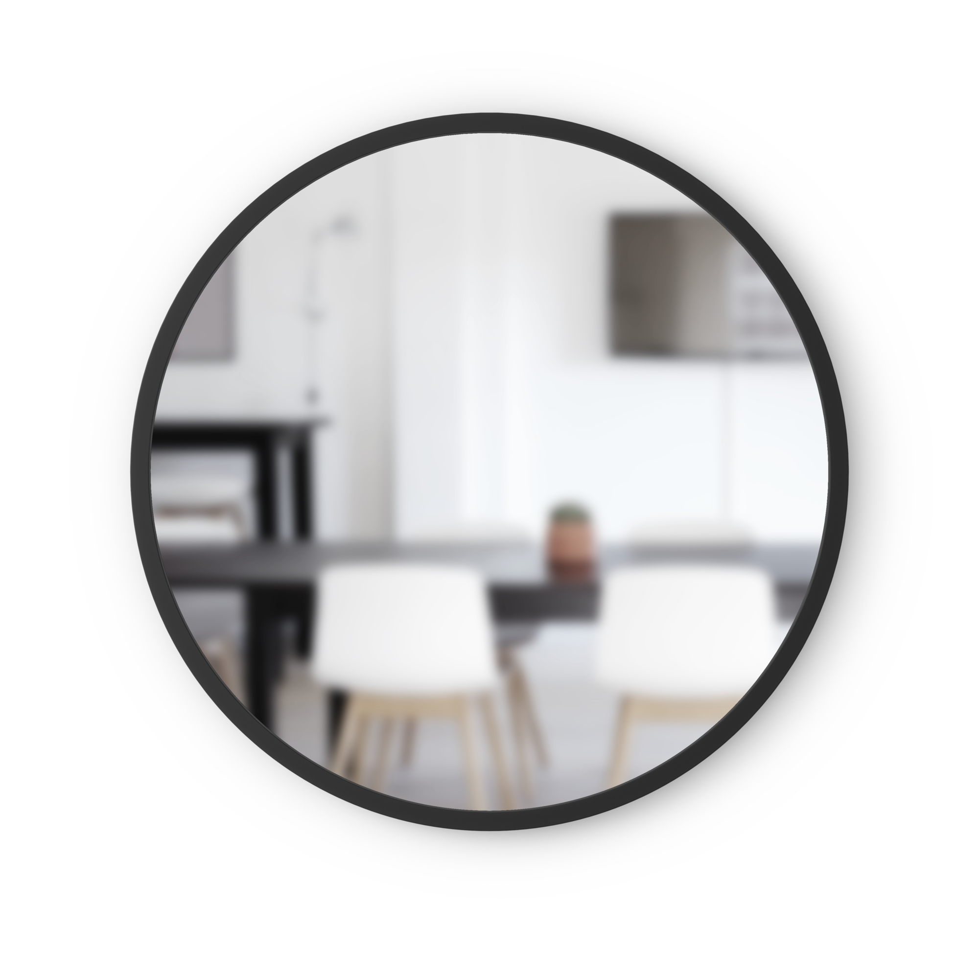Umbra 24" Black Hub Decorative Round Wall Mirror